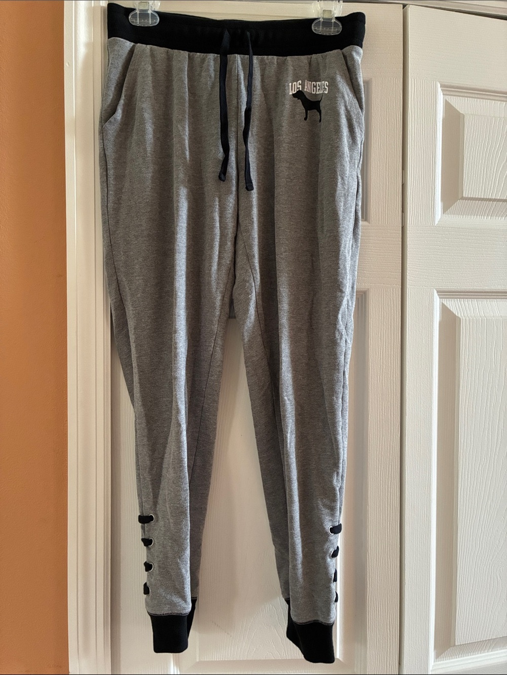 Victoria Secrets PINK Women's Gray Track Joggers with Black Trim